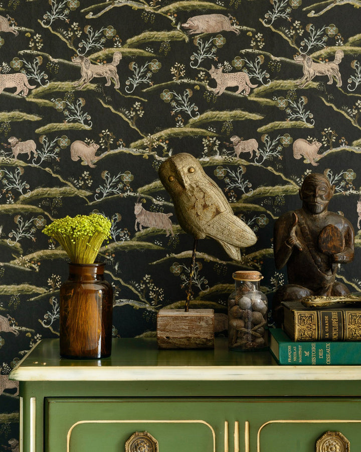 Countryside By Night Wallpaper by Mind the Gap Designer Wallpaper TRANSYLVANIAN ROOTS Textured Matte Made in Europe Paste the wall 3 rolls x 20.5 x 3.25 yards - Swanky Fabrics -