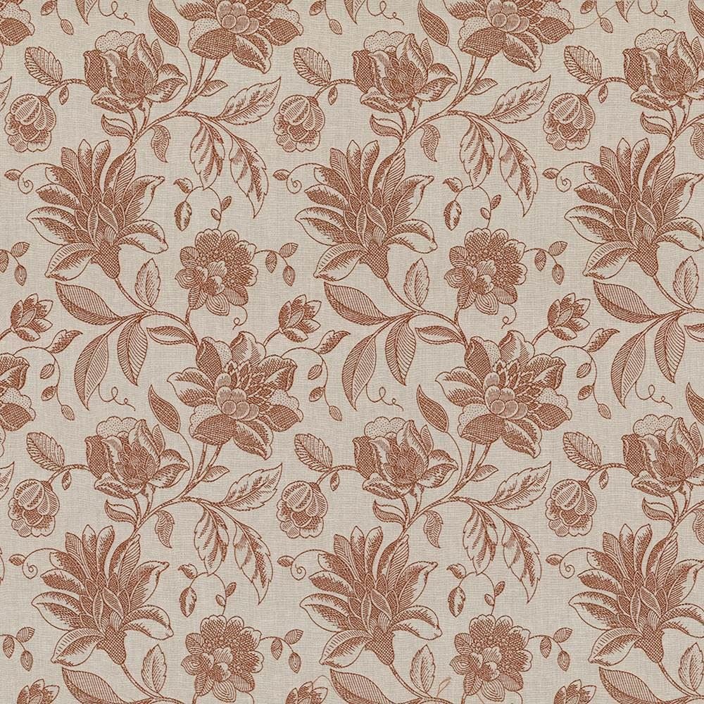 Coventry Floral Paprika by Kasmir Designer Fabric 5070 82% Polyester 18% Cotton INDIA 13,000 Martindale Cycles Horizontal: 13 4/8 inches and Vertical: 19 4/8 inches 54 - 56 - Swanky Fabrics -