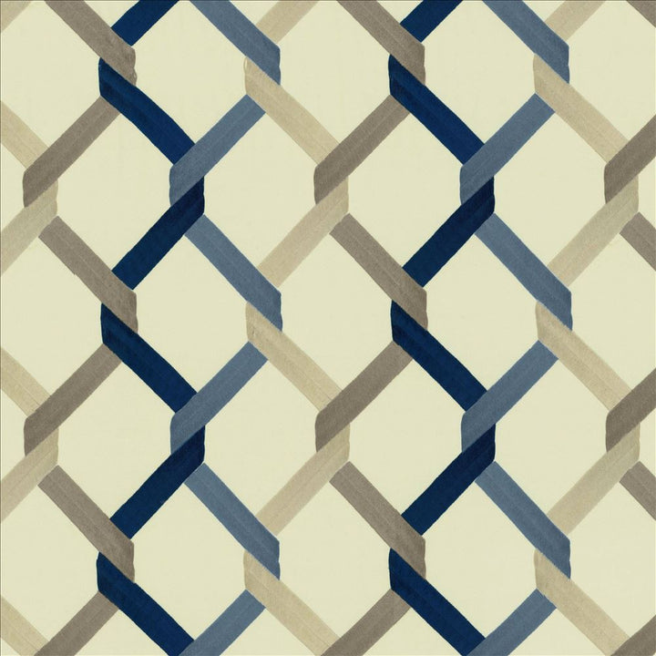 Crosswise Navy  by Kasmir Designer Fabric 5143 100% Polyester
 INDIA Not Tested Horizontal: 6 2/8 inches and Vertical: 7 4/8 inches 54  - Swanky Fabrics -