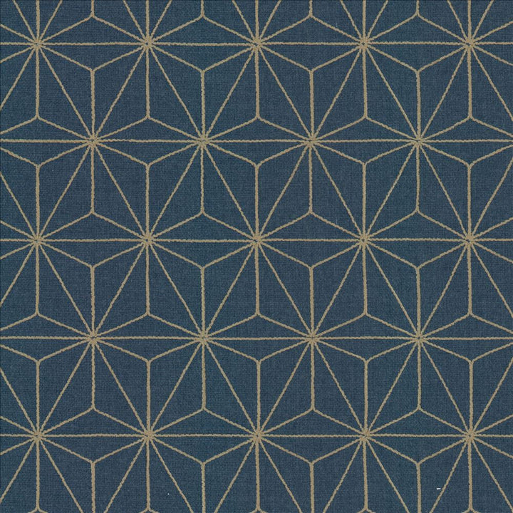 Cubes Navy by Kasmir Designer Fabric 5156 100% Polyester INDIA Not Tested Horizontal: 3 4/8 inches and Vertical: 6 2/8 inches 54 - Swanky Fabrics -