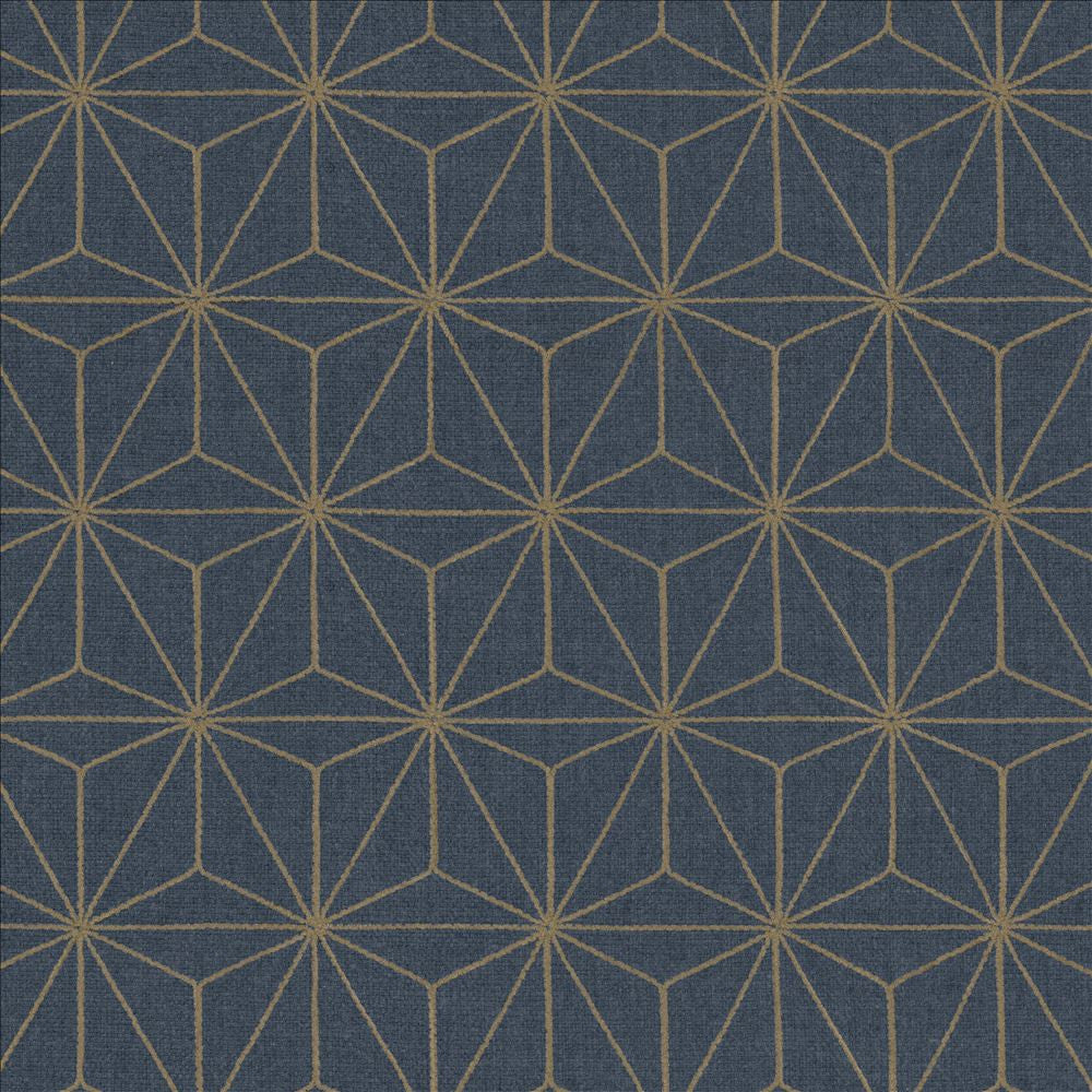 Cubes Navy  by Kasmir Designer Fabric 5156 100% Polyester
 INDIA Not Tested Horizontal: 3 4/8 inches and Vertical: 6 2/8 inches 54  - Swanky Fabrics -