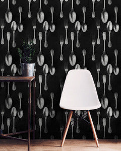 Mind The Gap Wallpaper CUTLERY Silver (WP20248)