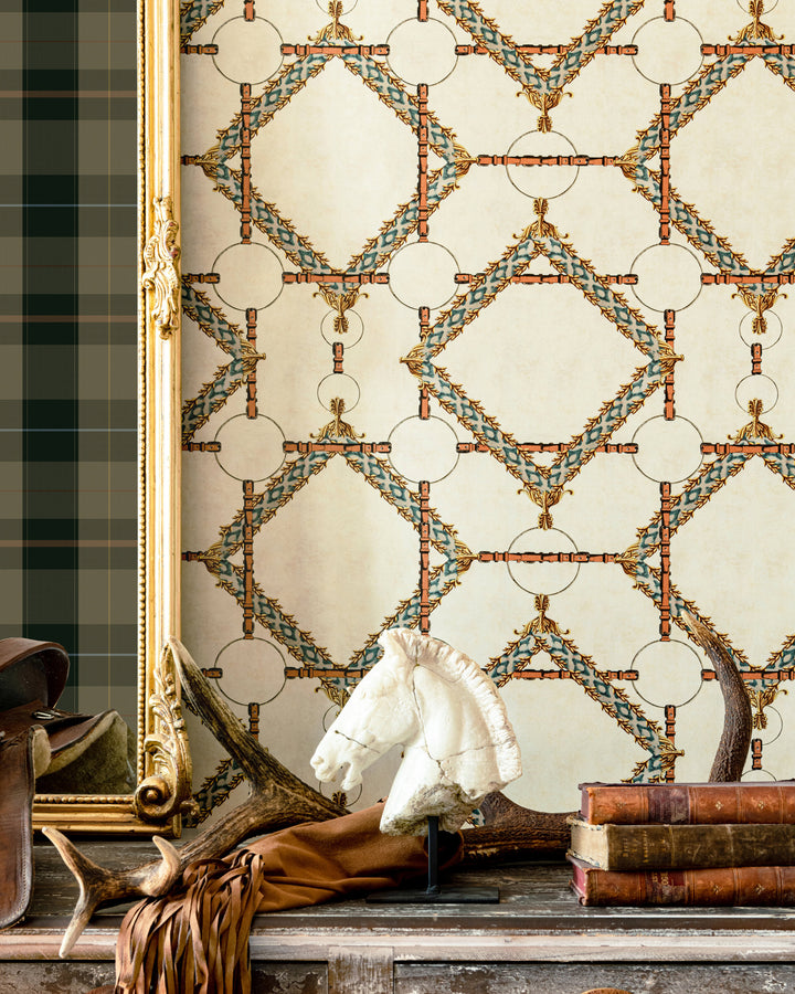 Decorative Harness Taupe wallpaper by Mind the Gap (WP30105), room setting 2