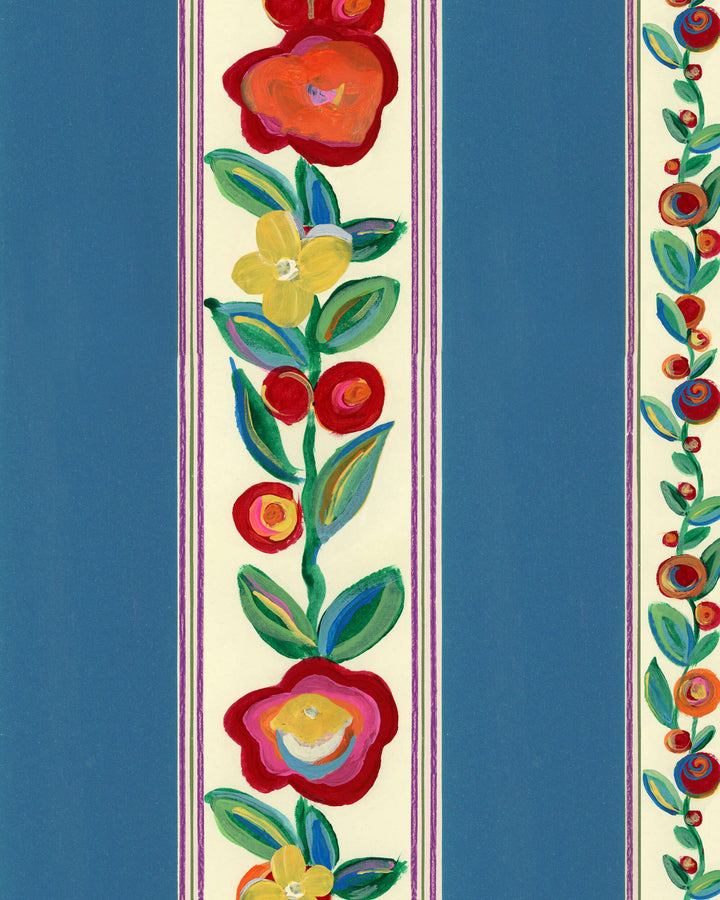 DAINTY FLOWERING Azure Wallpaper (WP20938) by Mind The Gap | WP20938 | TRANSYLVANIAN RHAPSODY | 1 roll x 52 x 900 cm / 20.47 x 354.33 in | 0.52m / 20.5in | 9m / 354in | 4.68sqm / 50sq ft | L70xm / L27.5in | Blue, Green, Red | Non-woven Textured | Paste the wall | 1 roll in a box | Fabric Carolina | https://www.fabriccarolina.com/