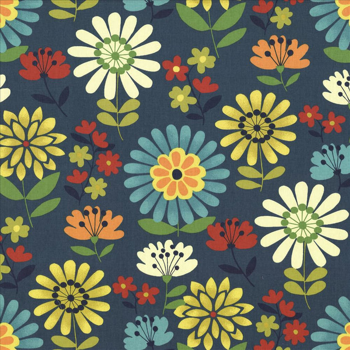 Daisy Daze Caspian by Kasmir Designer Fabric 5081 100% Cotton
 TURKMENISTAN </p><p>Repeat: Horizontal: 27 inches and Vertical: 25 2/8 inches 54 - 55 - Swanky Fabrics -