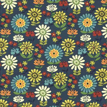 Daisy Daze Caspian by Kasmir Designer Fabric 5081 100% Cotton TURKMENISTAN 12,000 Wyzenbeek Double Rubs H: 27 inches, V: 25 2/8 inches 54 - 55 - Swanky Fabrics - Kasmir