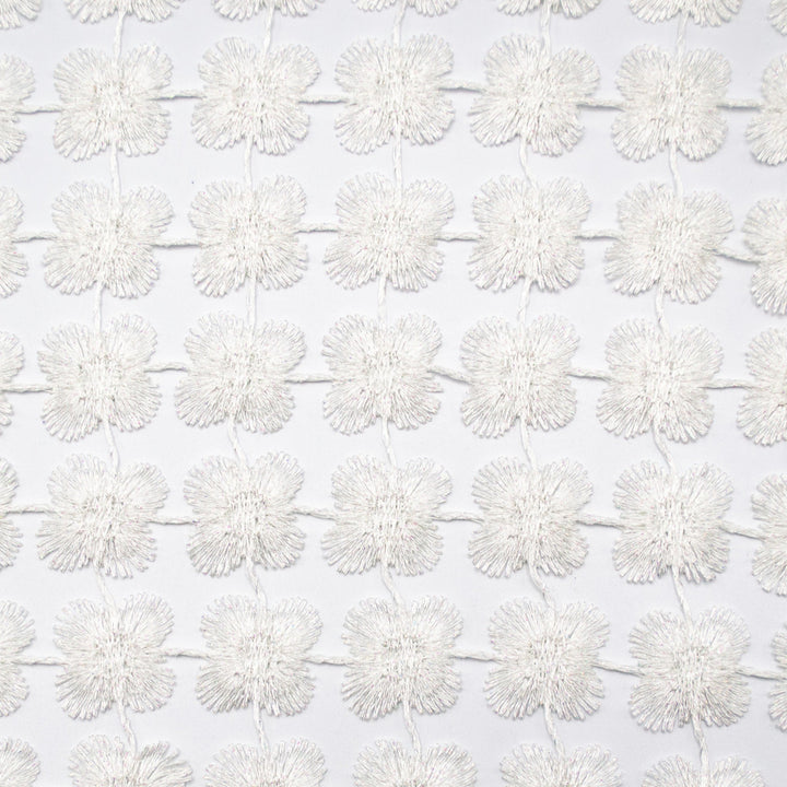 Daphne Pure White by Europatex Designer Fabric Daphne & Twinkle 100% Polyester 01.00" H, 01.00" V 110.00 inches - Swanky Fabrics -