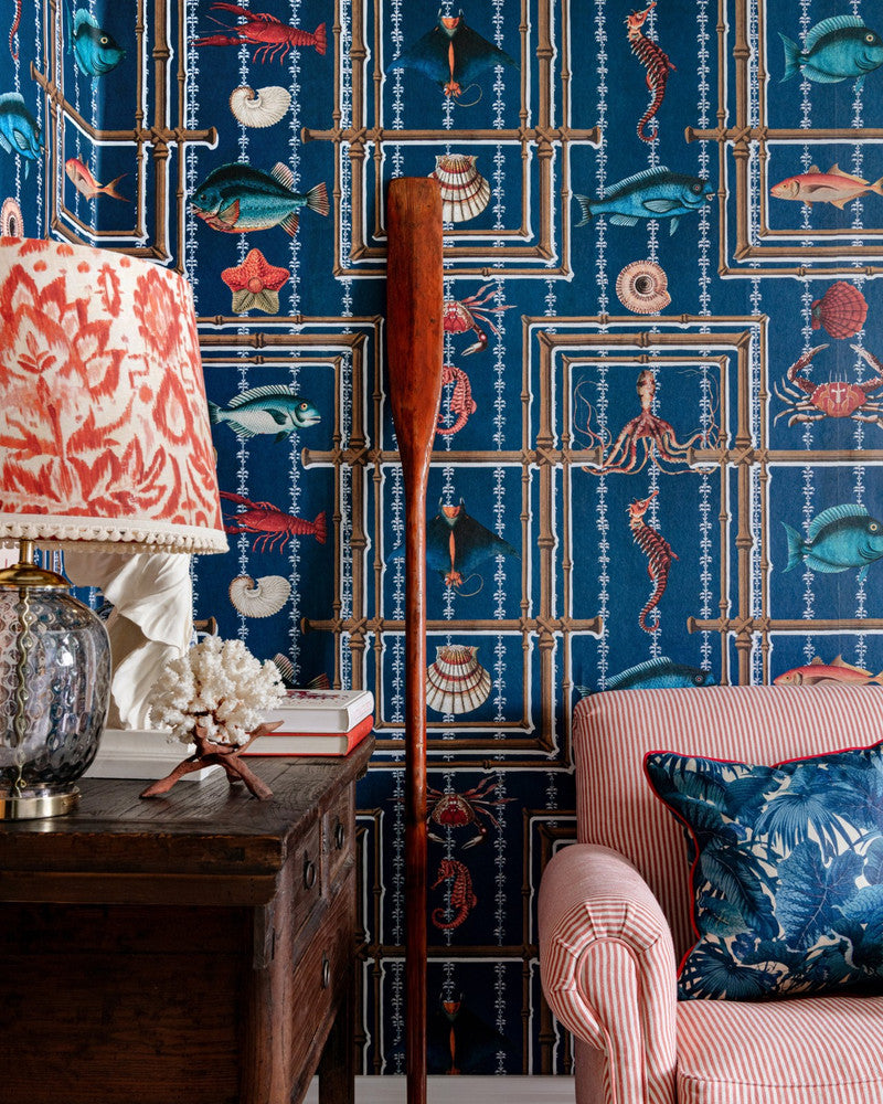 Underwater Life Wallpaper by Mind the Gap Designer Wallpaper SUNDANCE VILLA Textured Matte Made in Europe Paste the wall 3 rolls x 20.5 x 3.25 yards - Swanky Fabrics -