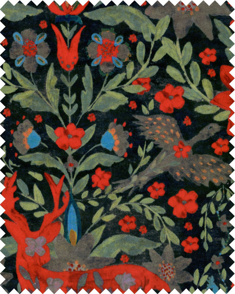 Der KãNig Black Velvet by Mind the Gap Designer Fabric TYROL APRES-SKI HOME COLLECTION 100% Cotton velvet Made in United Kingdom W 34.5cm x L 53cm / W 13.5in x L 20.8in 53.9in - Swanky Fabrics -