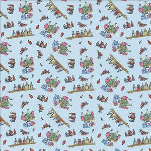 Diddly Bottles Marvelous Blue by Kasmir Designer Fabric