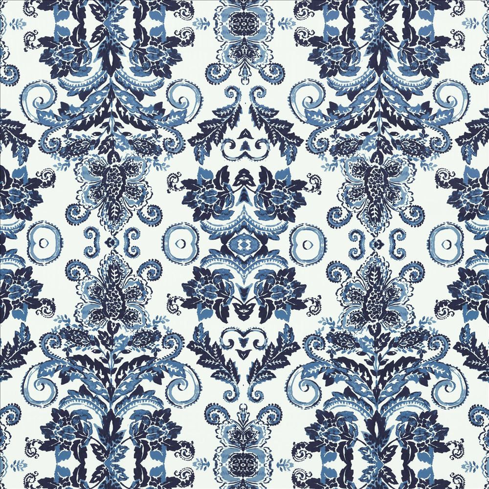 Doncaster Indigo by Kasmir Designer Fabric 1458 100% Cotton
 CHINA 11,500 Wyzenbeek Double Rubs </p><p>Repeat: Horizontal: 48 4/8 inches and Vertical: 46 inches 56 - Swanky Fabrics -