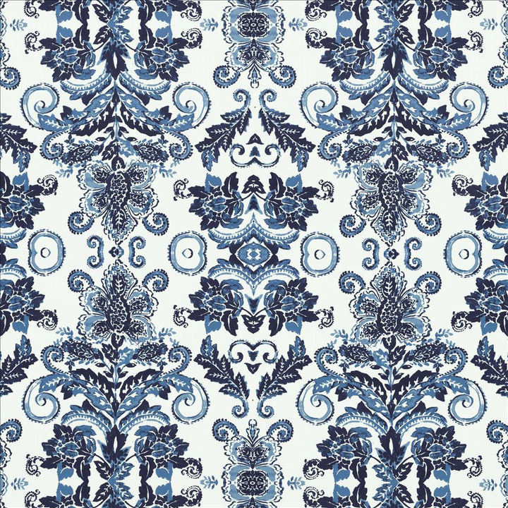 Doncaster Indigo by Kasmir Designer Fabric 1458 100% Cotton
 CHINA 11,500 Wyzenbeek Double Rubs </p><p>Repeat: Horizontal: 48 4/8 inches and Vertical: 46 inches 56 - Swanky Fabrics -