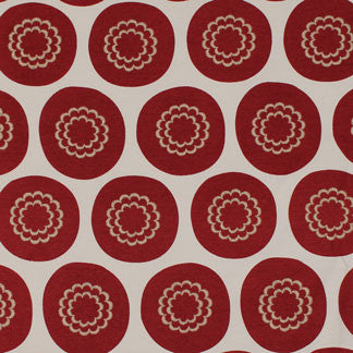Dottie Red 1598311004 by Carole Designer Fabric Exclusive Prize Winner 100% Cotton India H: 7 3/4"V, 8 3/4"H 52" Minimum (See sample for specifics) - Swanky Fabrics- Carole Exclusive