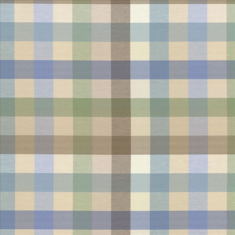 Dupuy Check Mineral by Kasmir Designer Fabric 5082 53% Cotton 47% Polyester TAIWAN 12,000 Wyzenbeek Double Rubs Horizontal: 13 4/8 inches and Vertical: 13 4/8 inches 55 - Swanky Fabrics -