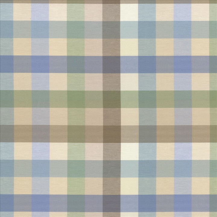 Dupuy Check Mineral by Kasmir Designer Fabric 5082 53% Cotton 47% Polyester TAIWAN 12,000 Wyzenbeek Double Rubs Horizontal: 13 4/8 inches and Vertical: 13 4/8 inches 55 - Swanky Fabrics -