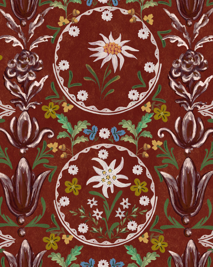 Edelweiss Burgundy wallpaper by Mind the Gap (WP20694), swatch