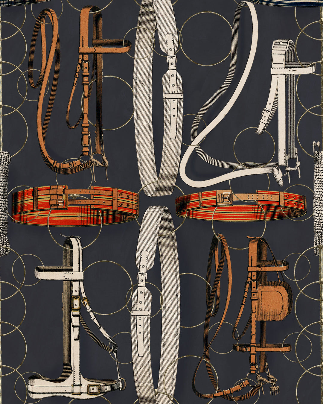Equestrian Equipment Dark wallpaper by Mind the Gap (WP20632), swatch