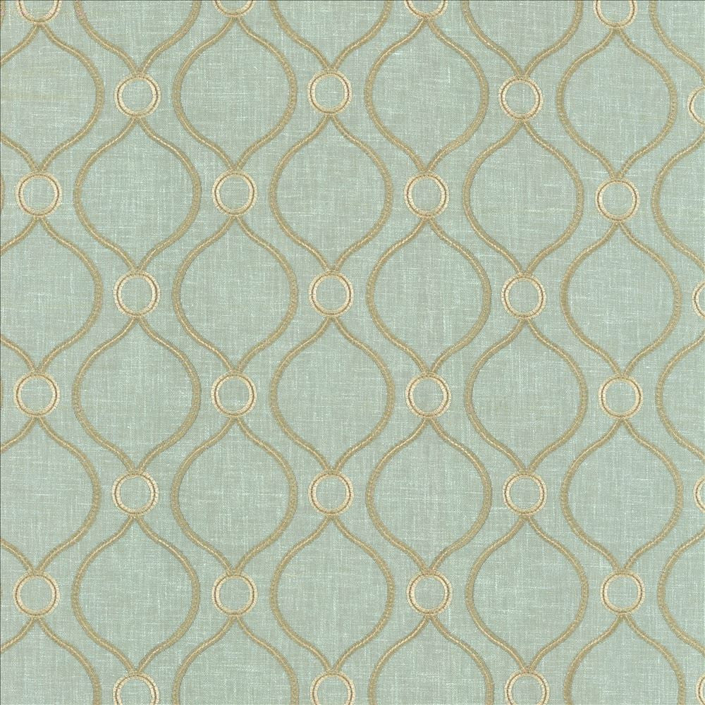 Eastlake Seaglass by Kasmir Designer Fabric 5114 70% Polyester
30% Cotton
 INDIA </p><p>Repeat: Horizontal: 4 4/8 inches and Vertical: 4 4/8 inches 58 - Swanky Fabrics -