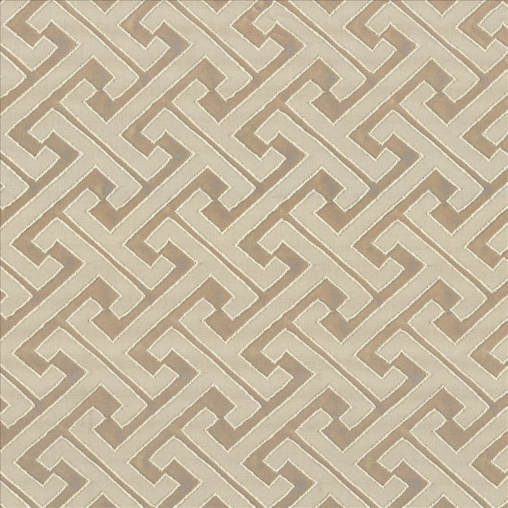 Edo Fret Fawn by Kasmir Designer Fabric See sample 100% Polyester
 CHINA 60,000 Wyzenbeek Double Rubs </p><p>Repeat: Horizontal: 2 2/8 inches and Vertical: 2 inches 57 - Swanky Fabrics -