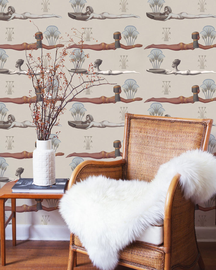 Mind The Gap Wallpaper EGYPTUM Taupe (WP20193) | WP20193 | PREMIUM DESIGNER WALLPAPER COLLECTION | 3 rolls x 20.5 x 118.1 in | 0.52m / 20.5in | 3m / 118in | 4.65mp | 72cm / 28.4in | Blue, Brown, Green, Red | Non-woven | Paste the wall | 3-rolls in a box | Fabric Carolina | https://www.fabriccarolina.com/