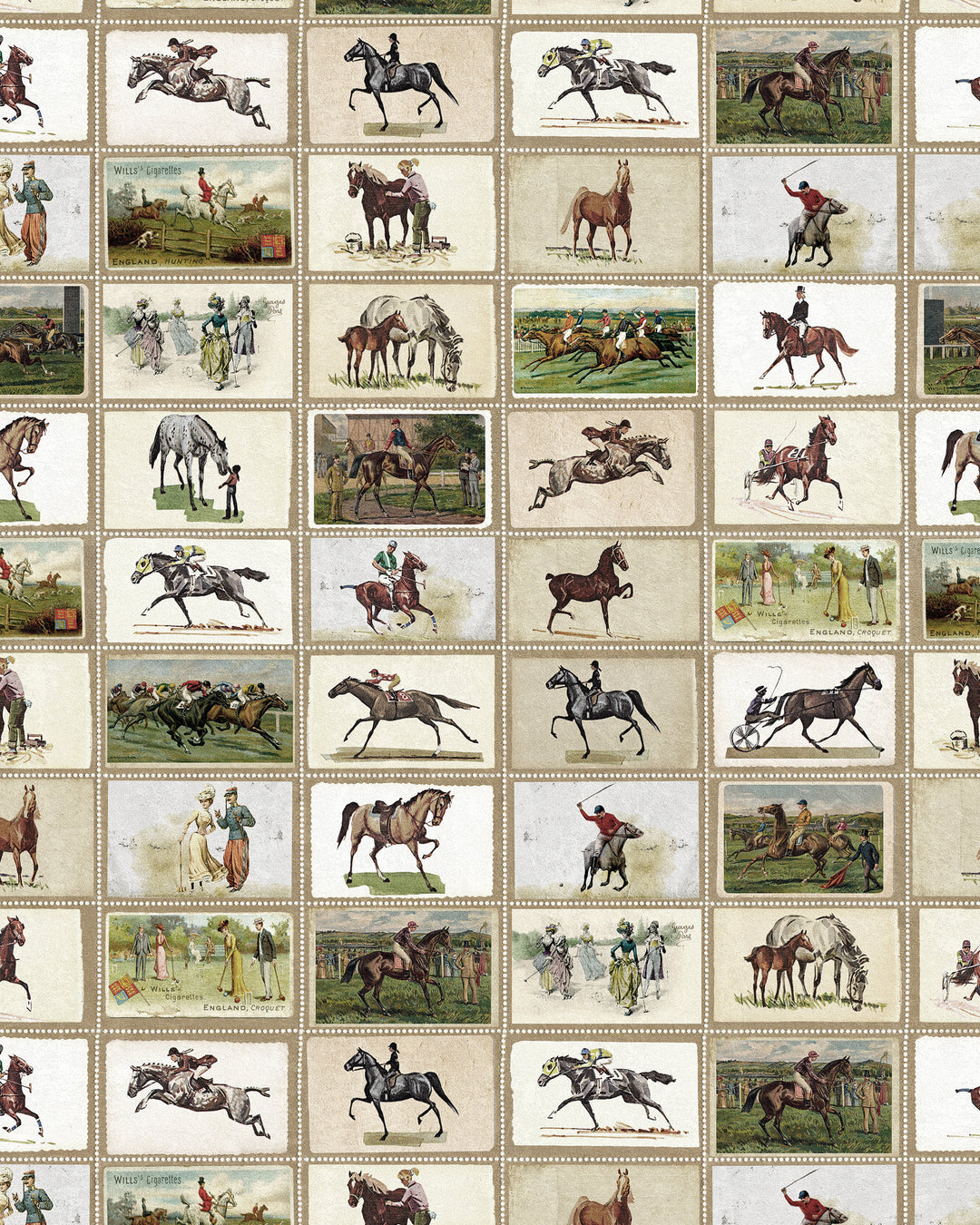 English Equestrian Stamps wallpaper by Mind the Gap (WP20631), swatch