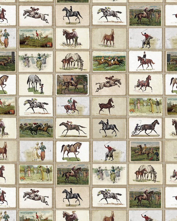 English Equestrian Stamps wallpaper by Mind the Gap (WP20631), swatch
