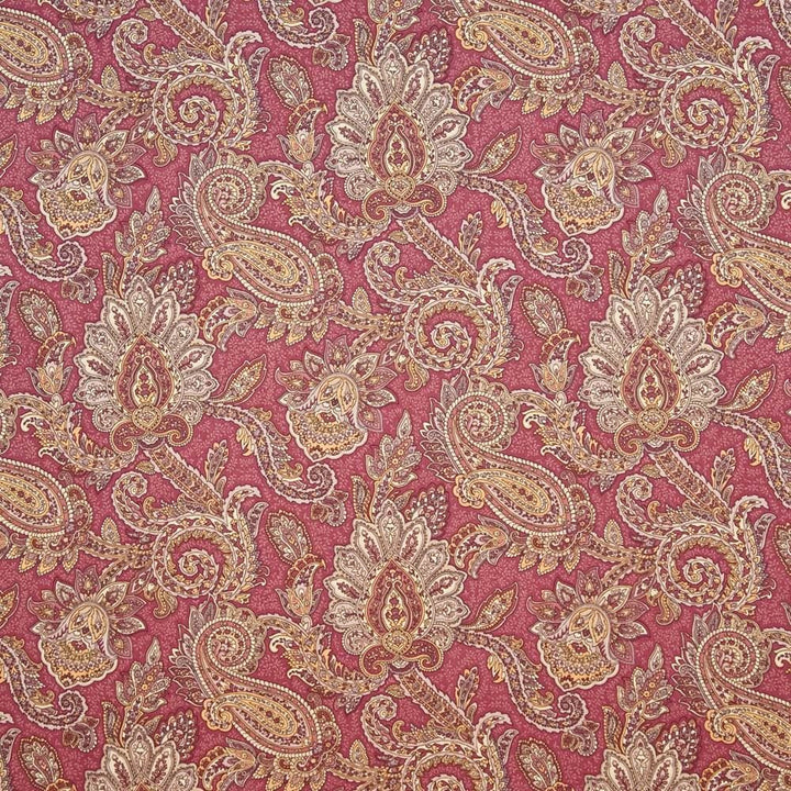 Ephraim Paisley Cerise  by Kasmir Designer Fabric 1402 89% Cotton
11% Rayon
 USA 15,000 Wyzenbeek Double Rubs Horizontal: 27 inches and Vertical: 25 2/8 inches 54  - Swanky Fabrics -
