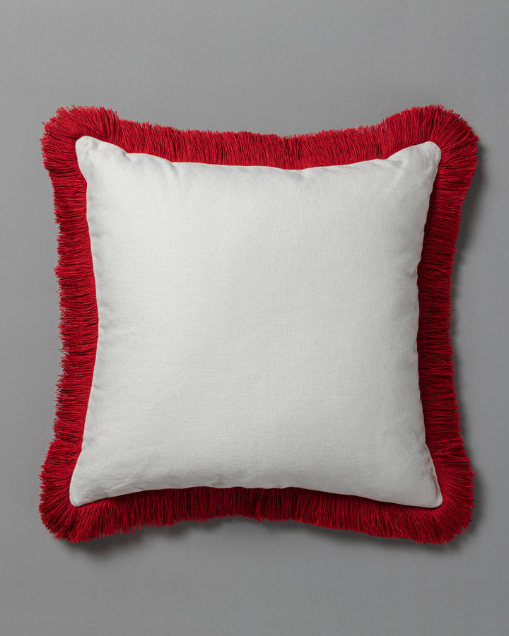 EUFLORIA embroidered cushion (LC40267) by Mind The Gap | LC40267 | TRANSYLVANIAN RHAPSODY | 50 x 50 cm / 20 x 20 in | Blue, White, Yellow, Red | Fringes all around | Duck feather | 20% PA, 80% LI | Fabric Carolina | https://www.fabriccarolina.com/