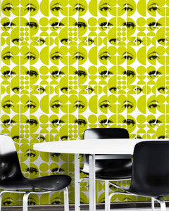 Mind The Gap Wallpaper EYES AND CIRCLES Green Premium Wallpaper (WP20085)