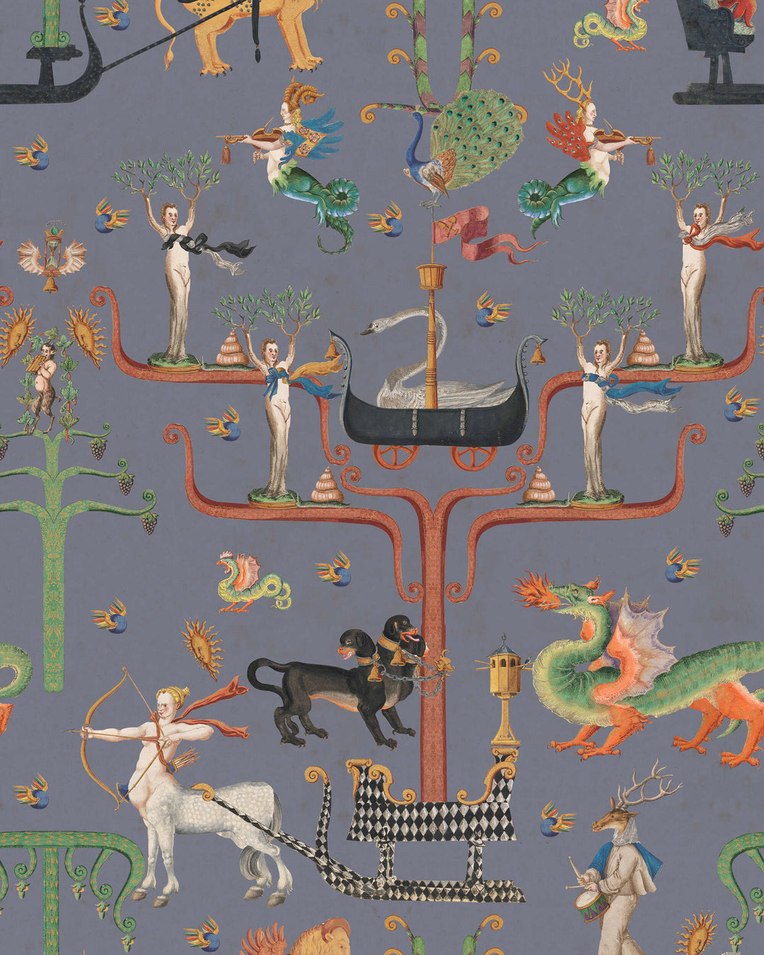 Fairies And Dragons Slate wallpaper by Mind the Gap (WP20897), swatch