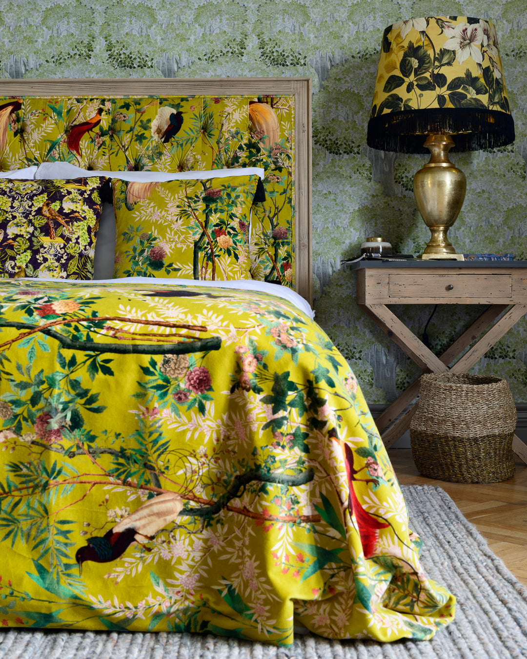 Royal Garden Green velvet fabric by Mind the Gap (FB00029), view 2