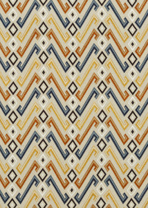 Jazz Indigo/Spice by Mulberry Designer Fabric