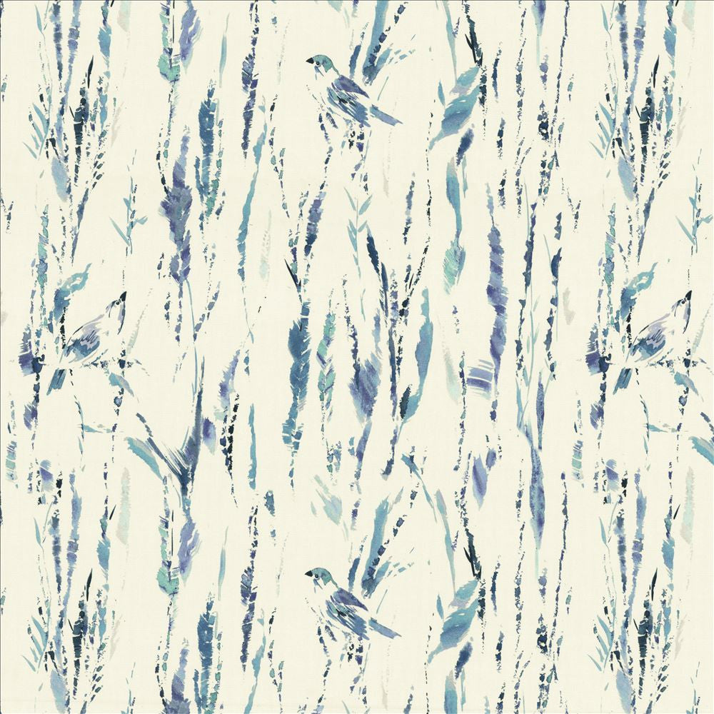 Feathers Blue by Kasmir Designer Fabric 5154 100% Cotton SPAIN 51,000 Wyzenbeek Double Rubs Horizontal: 27 inches and Vertical: 25 2/8 inches 54 - Swanky Fabrics -