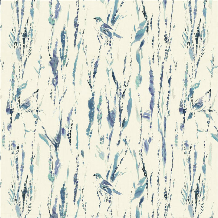 Feathers Blue by Kasmir Designer Fabric 5154 100% Cotton SPAIN 51,000 Wyzenbeek Double Rubs Horizontal: 27 inches and Vertical: 25 2/8 inches 54 - Swanky Fabrics -