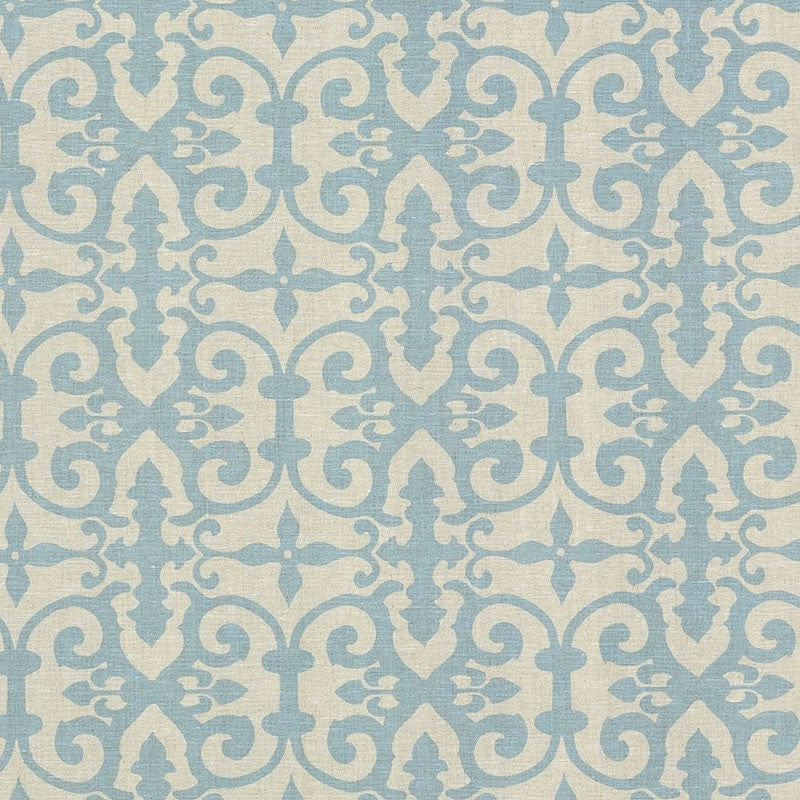 Ferne Park Blue FERN001 by Schumacher Designer Fabric Veere-Grenney 100% Linen Martindale 18,000 Horizontal: 8 and Vertical: 8 47 - Swanky Fabrics -