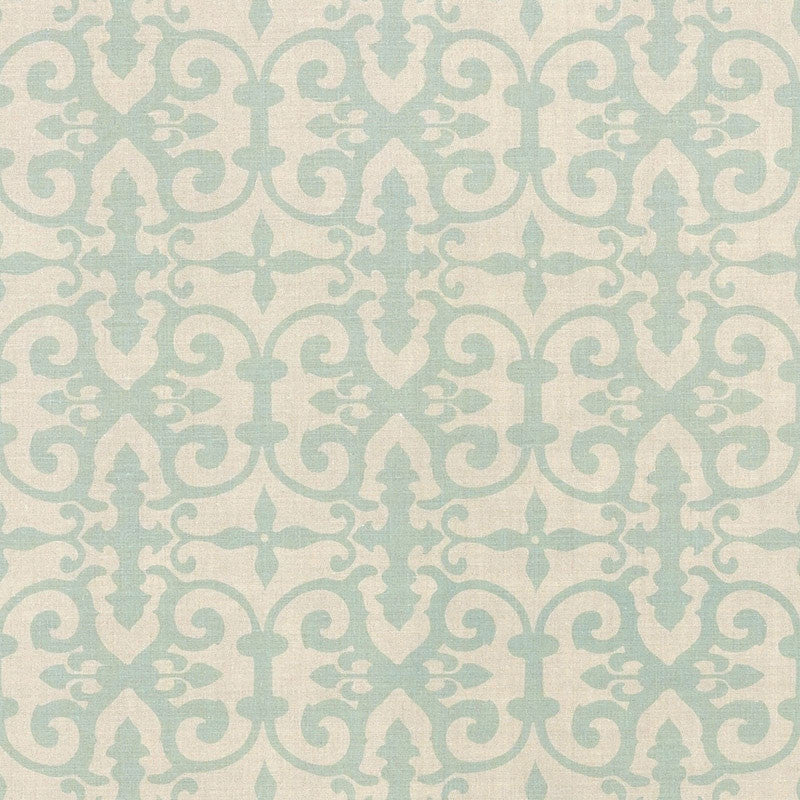 Ferne Park Aqua FERN003 by Schumacher Designer Fabric Veere-Grenney 100% Linen Martindale 25,000 Horizontal: 8 and Vertical: 8 47 - Swanky Fabrics -