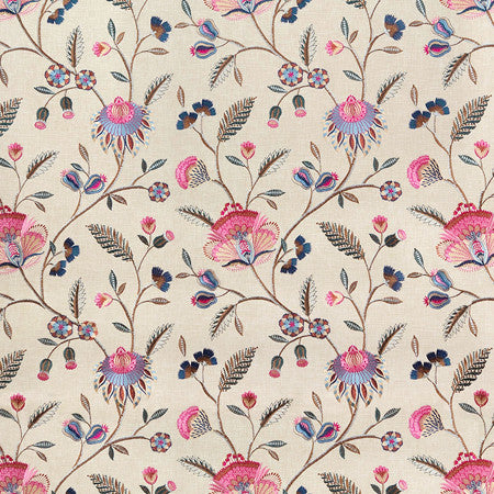 Garden To Love Aquarius by Carole Designer Fabric Sunset Serenade Base: 52% Recycled Polyester, 48% Cotton Embr: 40% Recycled Polyester, 37% Cotton, 23% Viscose India 18 1/2" V, 17" H 51"" - Swanky Fabrics -