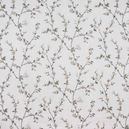 Budding Vine Moonlight by Carole Designer Fabric ONYX & IVORY 90% Cotton, 10% Linen Pakistan Passes 15,000 Double Rubs Wyzenbeek Horizontal: 18" D and Vertical: 18" V 58" - Swanky Fabrics -