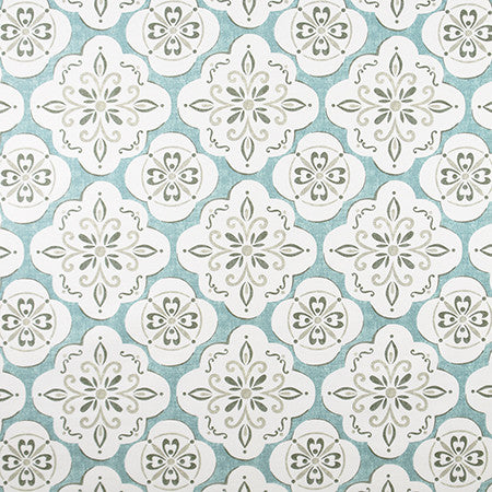 Wonderland Aquamarine by Carole Designer Fabric Jade 100% Cotton Spain 50,000 Wyzenbeek Double Rubs 9" V, 9" H 54" - Swanky Fabrics -