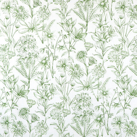 Garden Stencil Sage by Carole Designer Fabric Misty Glen 100% Cotton Spain 27" V, 13 1/2" H HD 54"" - Swanky Fabrics -