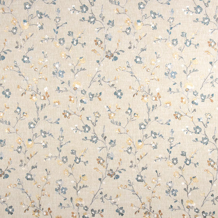 Flower Trail Lagoon by Carole Designer Fabric From The Heart 58% Cotton, 42% Polyester India 18 1/2" V, 17 1/2" H 52.25" - Swanky Fabrics -