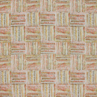Floor Routine Peach Spice by Carole Designer Fabric Color Play 100% Cotton- Soil & Stain Repellent Turkmenistan N/A Horizontal: 13 1/2" and Vertical: 27" 54" - Swanky Fabrics -
