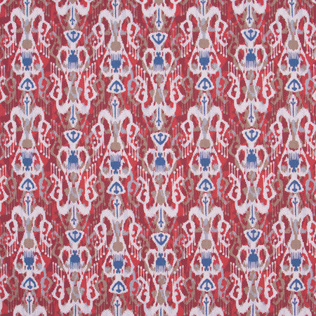 Hunts Point Red Cobalt by Carole Designer Fabric Jungle Safari 90% Cotton, 10% Linen Pakistan Passes 15,000 Double Rubs Wyzenbeek 10" V, 9 3/4" H 56" - Swanky Fabrics -