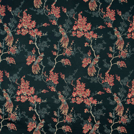 Bird In Waiting Autumn by Carole Designer Fabric Geranium 63% Polyester, 37% Viscose India N/A 20 5/8" V, 13 1/2" H 51" - Swanky Fabrics -