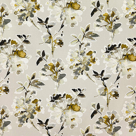 Quiet Garden Slate by Carole Designer Fabric Evergreen 100% Cotton India 24" V, 13 3/4" H HD 54" - Swanky Fabrics -