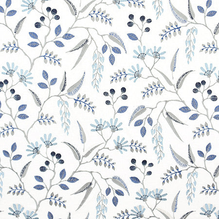 Maury Island Nordic Blue by Carole Designer Fabric Bluebell 52% Cotton, 48% Polyester India 6,000 Wyzenbeek Double Rubs 18 3/8" V, 25 1/4" H 50.5" - Swanky Fabrics -