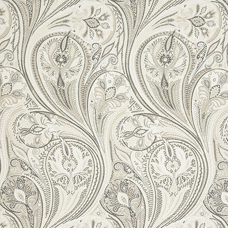 Tempting Thoughts Stone by Carole Designer Fabric In The Details 50% Polyester, 42% Cotton, 8% Linen India 9,000 Wyzenbeek Double Rubs 27 1/4" V, 13 3/4" H 54" - Swanky Fabrics -