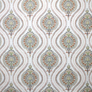 Once Again Persimmon by Carole Designer Fabric Bold Adventure 55% Linen, 45% Rayon China 13 1/2" V, 13 1/2" H 55" - Swanky Fabrics -
