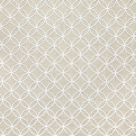 Instant Connection Flax by Carole Designer Fabric Neutral Ground 100% Polyester India 4 1/2" V, 4 1/2" H 53"" - Swanky Fabrics -