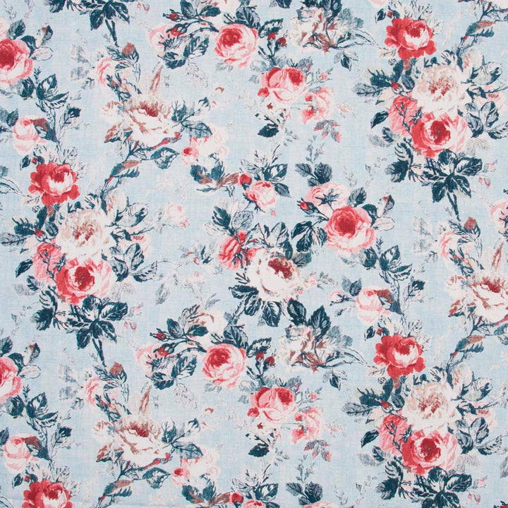 Anniversary Dance Chambray by Carole Designer Fabric Red Sea 80% Cotton, 20% Linen China 51,000 Wyzenbeek Double Rubs Horizontal: 27 and Vertical: 25.25 54 - Swanky Fabrics -